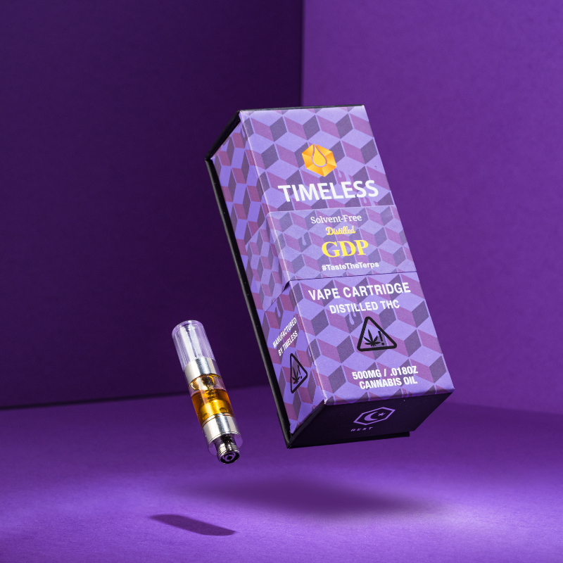 Timeless Vapes grape flavor indica grand daddy purple cannabis strain