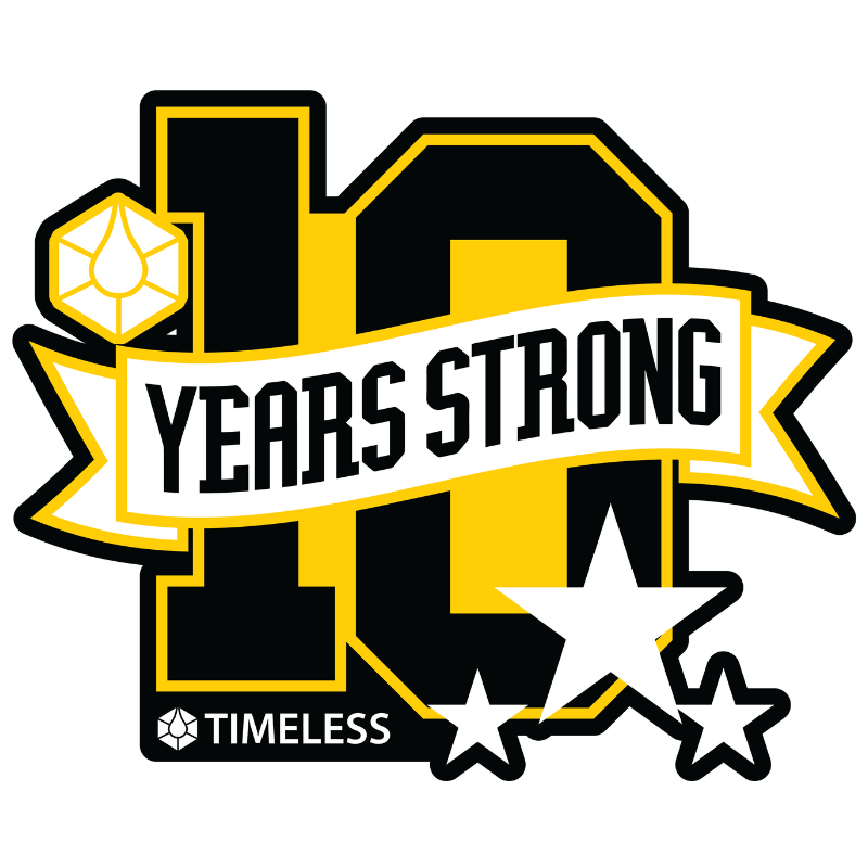 Timeless Vapes 10 Years Logo