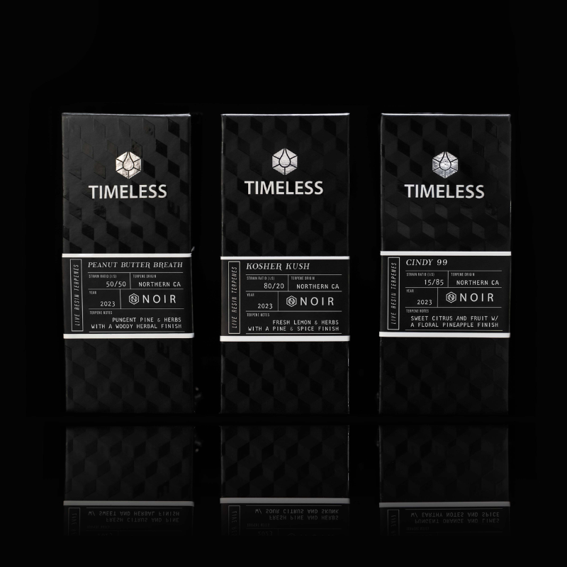 Timeless Noir August New Flavors: Kosher Kush, Peanut Butter Breath, Cindy 99